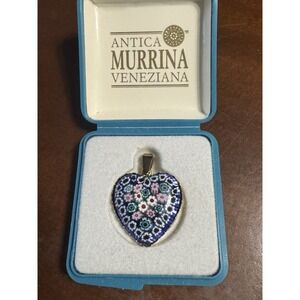 Antica Murrina Veneziana 925 Sterling Silver Murano Glass Pendant w/ Box